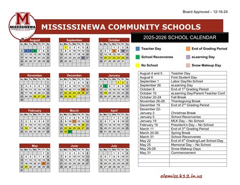 Mississinewa Community School Corporation mcsc Calendar 25-26 Revised ...