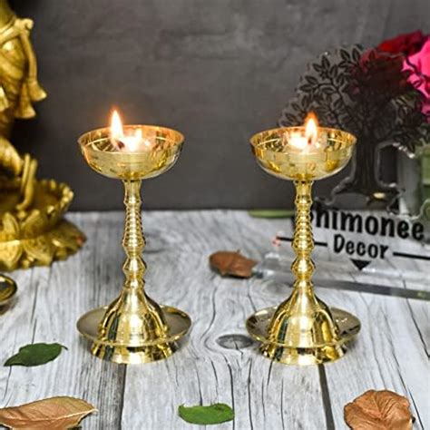 Buy Bhimonee Decor Pure Brass Plain Nanda Bowl Long Table Diya ...