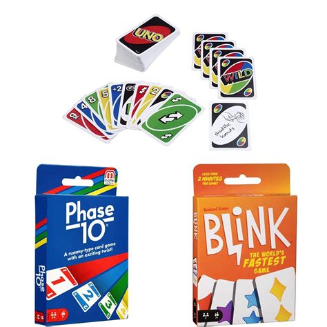Buy Mattel Uno Playing Card Game+Phase 10 Card Game, Multi Color+Staupe ...