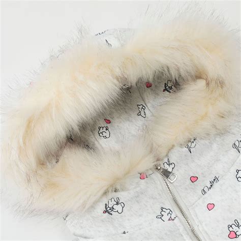 Winter New Cute Full Printed Fur Collar Hood Cotton Jacket – Sociable ...