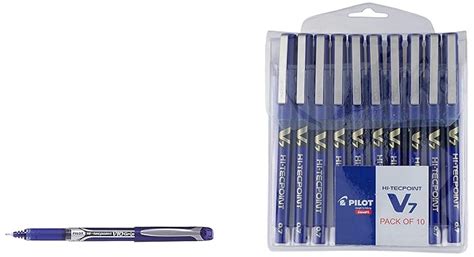 Pilot Hi Techpoint V10 Grip Pen - Pack of 12, Blue V7 Roller Ball Pen ...