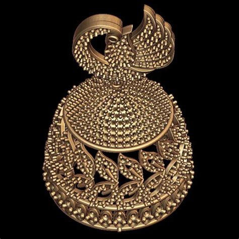 Peacock Jhumka 3D Model - STL for Jewelry Making