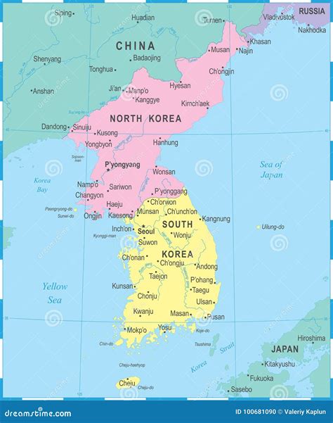 Political map of korean peninsula: south korea provinces map - BHBY