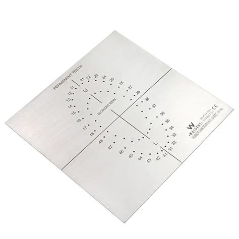 Waldent Stainless Steel Rubber Dam Template Sheet (16/140) | Markings ...