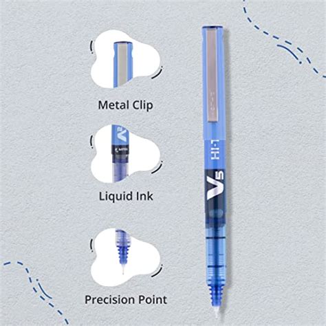 Pilot V5 Roller Fine Ball Pen Pack of 10 (7 Blue, 2 Black, 1 Red ...