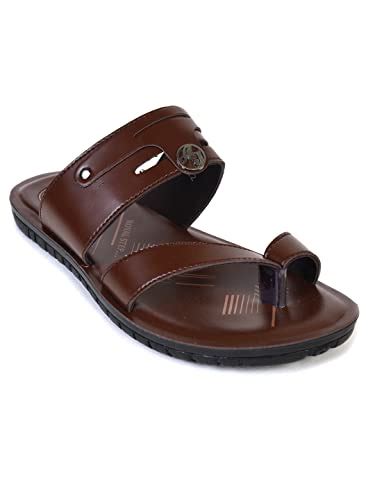 Buy Ajanta Mens Brown Flat Sandal PU1077 at Amazon.in