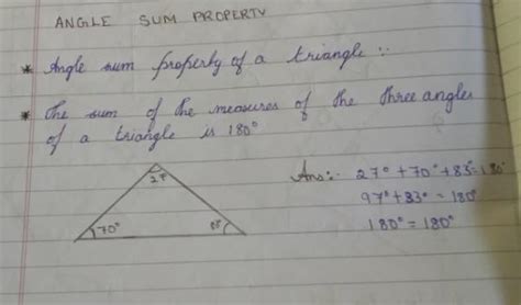 Conclusion on the angle sum property of the triangle - Brainly.in