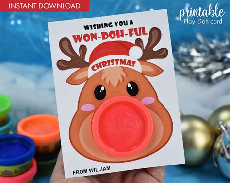 Play Dough Christmas Gift Card | Printable Class Holiday Gifts | Non ...