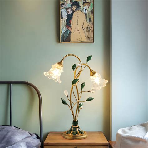 Elegant Gold Flower-shaped Table Lamp with Clear Glass Shade - 110V ...