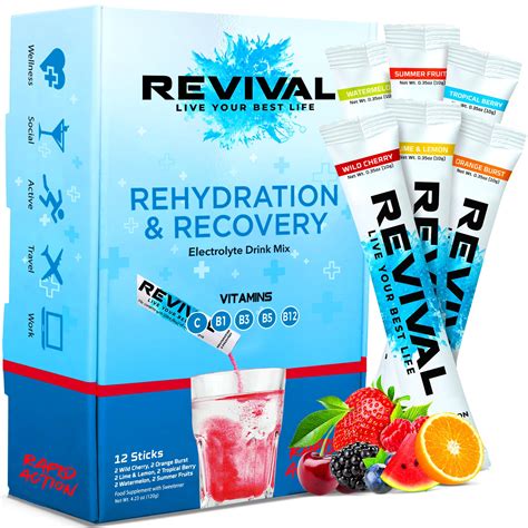 Revival Rapid Rehydration Electrolytes Powder High Strength Vitamin C ...