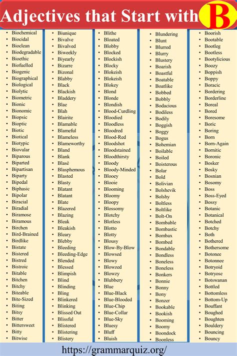 750 adjectives that start with b useful b adjective list – Artofit
