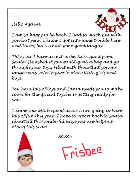 Elf On The Shelf Return Letter Free Printable: Unlock the Magic of ...