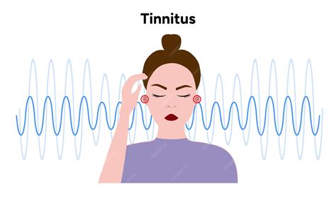Premium Vector | Tinnitus noise in human ear buzzing and dizziness disease