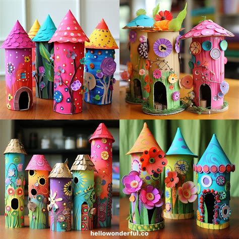 Paper Tube Fairy Houses | Fairy crafts, Preschool crafts, Crafts