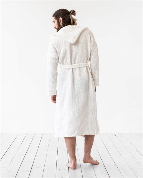 Men's waffle Linen Robe in White – MagicLinen
