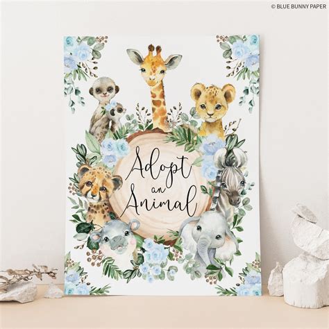 Adopt an Animal Birthday Sign Safari Wild One Boy Birthday Party ...