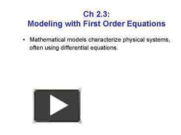 Image result for Modeling with First Order Equations