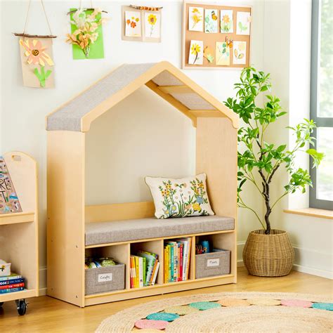 Amazon.com: Guidecraft EdQ Kids' Reading Nook - Natural: Wooden Storage ...