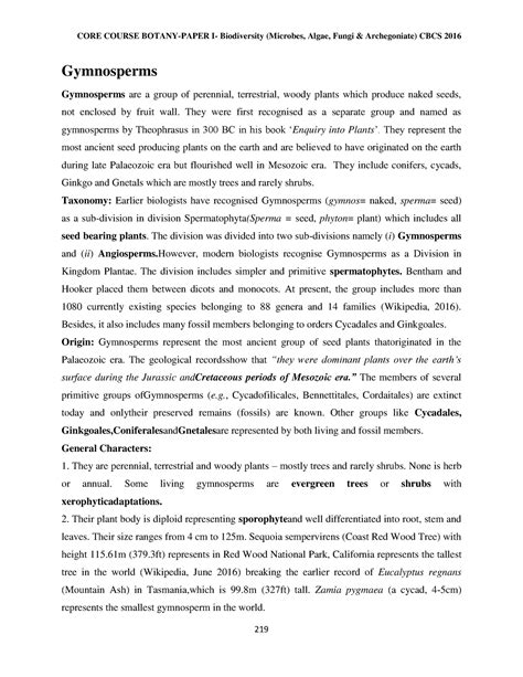 Gymnosperms - Gymnosperms Gymnosperms are a group of perennial ...