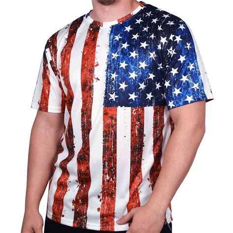 Men's Crew neck Sublimation American Flag Print T-Shirt Available in 5 ...