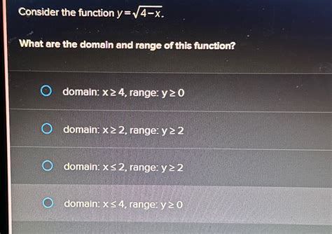 Solved Consider the function y=4-x2.What are the domain and | Chegg.com