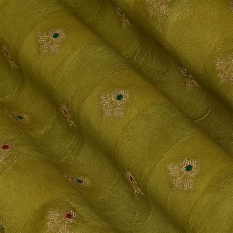 Mehndi Green Color Brocade Fabric – KC Creations