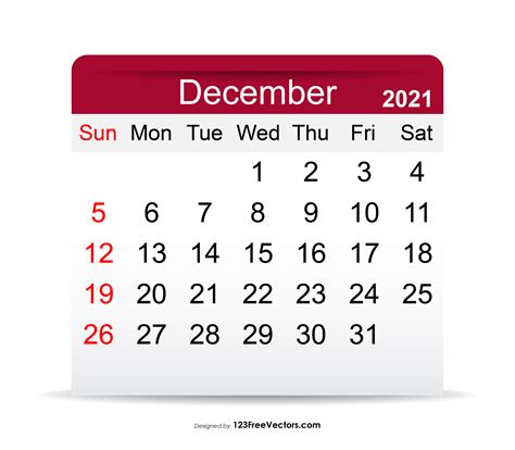 Free Download December 2021 Calendar