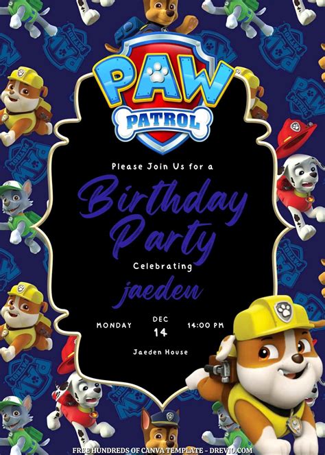 Paw Patrol Birthday Party Invitations Ideas at Sophie Mccay blog
