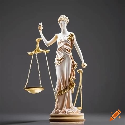 The classical sculpture of lady justice blindfolded and holding the scales