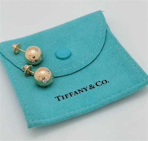 Tiffany and Co. Etoile Diamond 18 Karat Gold and Platinum Ball Earrings ...