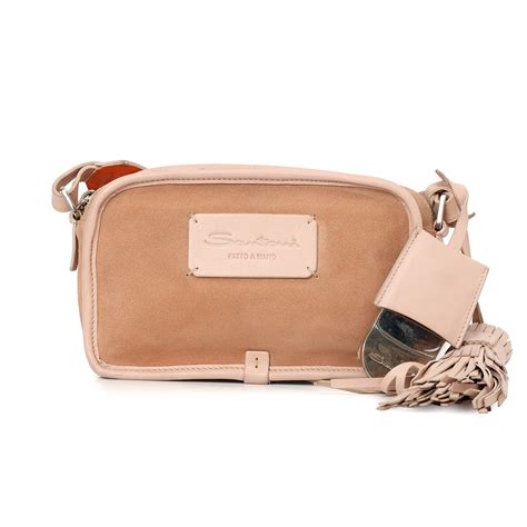 Shop Preloved Santoni Pink Suede Camera Bag 100% Authentic ...