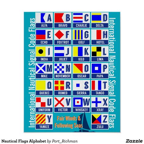 Nautical Flags Alphabet Poster | Zazzle | Nautical flag alphabet ...