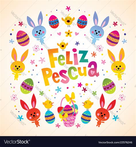 Feliz pascua happy easter in spanish Royalty Free Vector