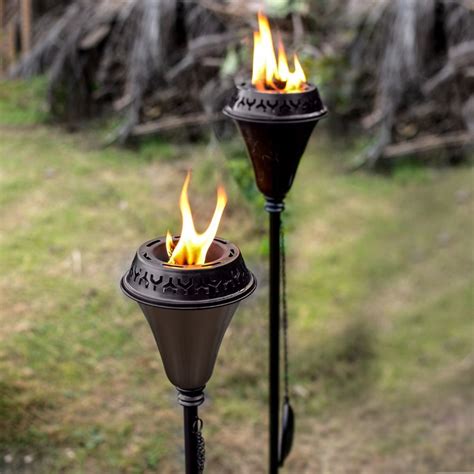 Large Flame Garden Torch Set of 2 with Deck Clamp