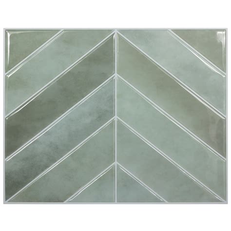 Peel and Stick Vinyl Backsplash Chevron Green Marble Tile