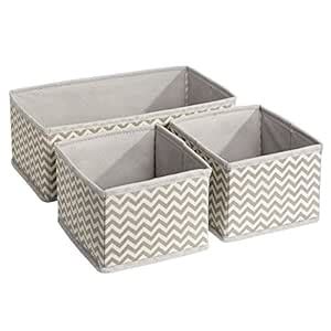 InterDesign Chevron Chenille Drawer Storage Organizer, Set of 3, Taupe ...