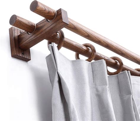 Amazon.com: Serchou Wooden Single Rod/Double Rod Curtain Rod Side ...