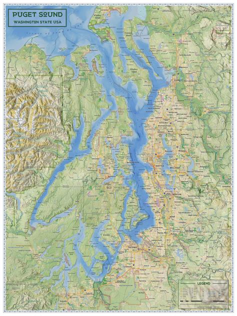 Puget Sound Map - Etsy