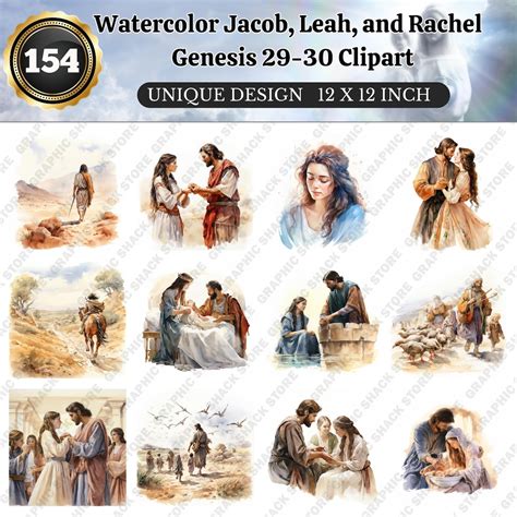 154 Watercolor Cliparts of Jacob, Leah, and Rachel - Genesis 29-30 ...