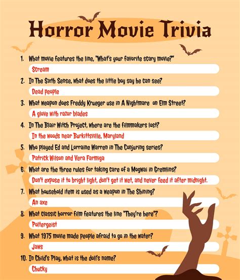 Scary Movie Trivia Questions And Answers Printable