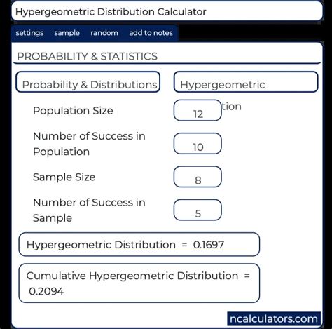 Image result for Hypergeometric Distribution Calculator