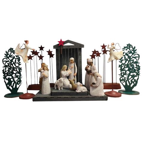 Willow Tree Nativity Set, Hand-Painted Christmas Scene with The Wisemen ...