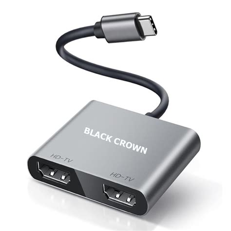 Black Crown Usb C To Dual Hdmi Adapter Type C | Desertcart INDIA