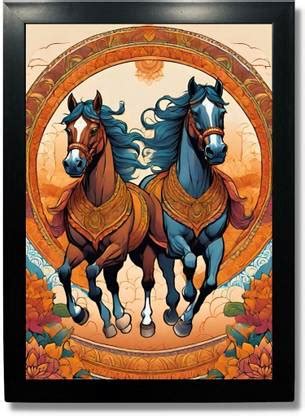 Mandala Art Mythological Animals Two Running Horses Photographic Paper ...