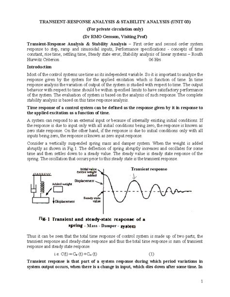 Stability Analysis of Control Systems (ASCS 14AE71) - Unit 03 - Studocu