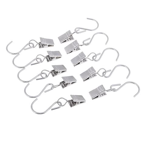 C2K 10 Peces Heavy Duty Curtain Clips with S Hook - Metal Spring Clamps ...