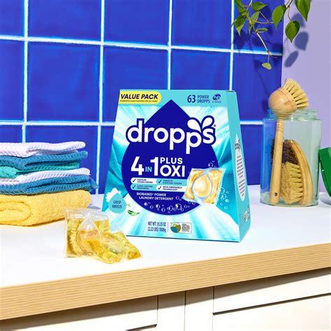 63 Count 4-in-1 Plus Oxi Biobased Power Laundry Detergent Pods, Crisp – Dropps