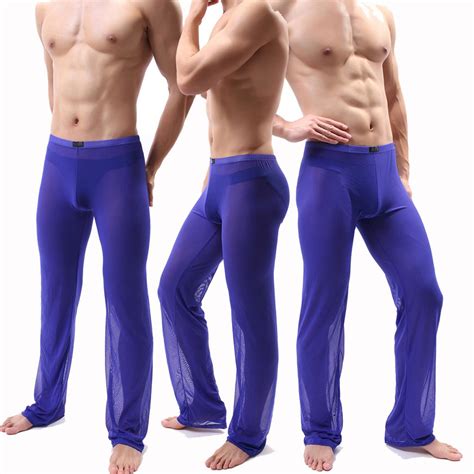 Cheap Mens Sexy Sleepwear Mesh See Through Pajama Bottoms Lounge Pants ...