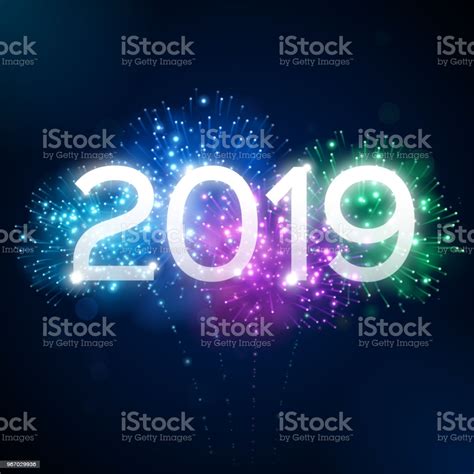 Fireworks 2019 New Year Celebration Stock Illustration - Download Image ...