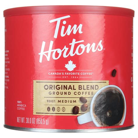 Tim Hortons Ground Coffee 30 oz Canister, 100% Arabica Medium Roast ...